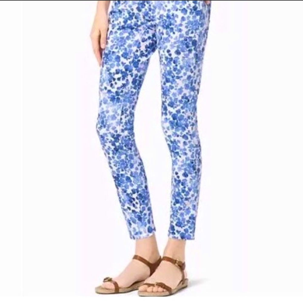 Michael Kors skinny white & blue floral pants